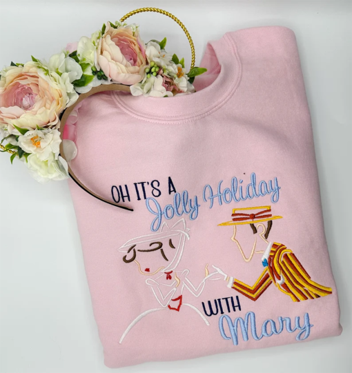 Jolly Holiday Embroidered Crewneck | Mary Poppins and Bert Embroidered Sweatshirt | Disney Embroidered Tshirt | Sweatshirt