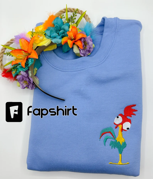 Hei Hei Embroidered T-Shirt | Disney Moana Embroidered Shirt | Disney Sidekick | Long Sleeve