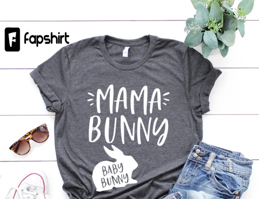 Mama Bunny Baby Bunny Shirt, Mama Bunny Baby Shirt, Easter Outfit, Easter Mom Shirt, Mama Bunny Tee, Pregnancy Announcement Easter