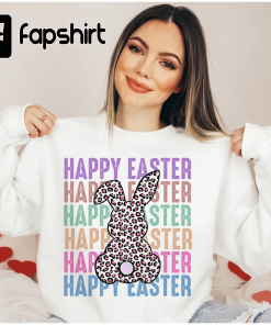 Happy Easter Stacked Cheetah Leopard Bunny Rabbit…