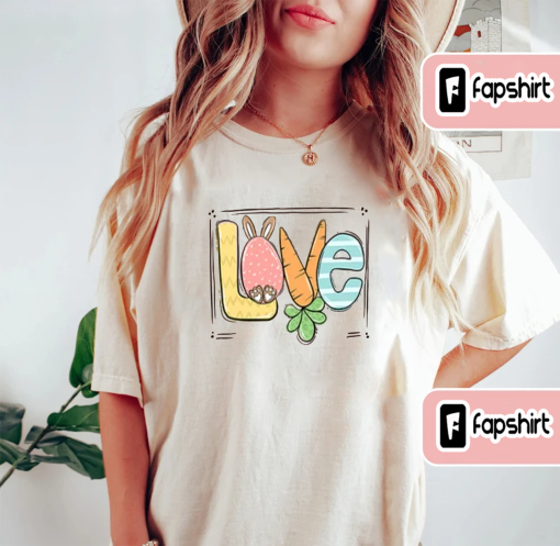 Easter Love Shirt, Easter Bunny Love Shirts, Easter Egg Bunny Shirts, Easter Carrot Shirt, Cute Bunny Easter T-Shirt, Easter Bunny T-Shirt