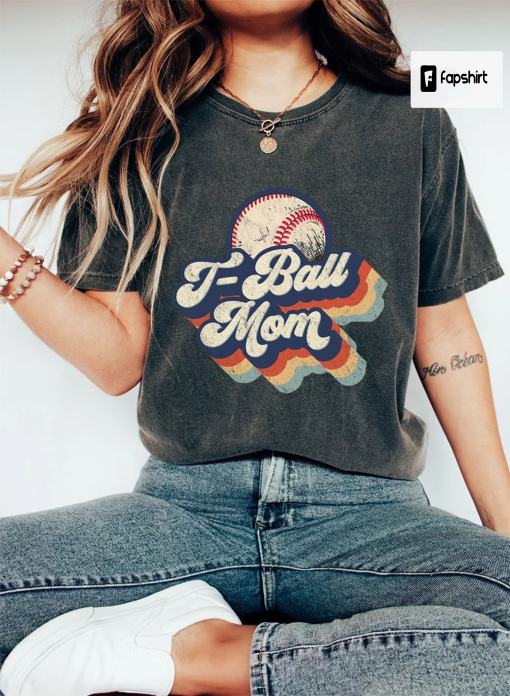 Retro T-Ball Mom T-Shirt, Vintage T-Ball Mom Tee, Classic T-Ball Mom Shirt, Mom’s T-Ball League Shirt, Vintage-Inspired T-Ball Mom Tee