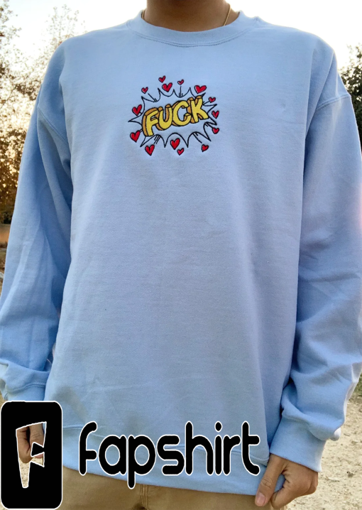 Comic F Bomb Blue Embroidered Sweatshirt