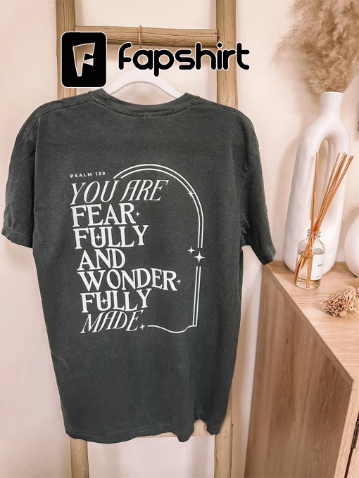 Graphic Fearfully & Wonderfully Made Tee | Screen Transfer Graphic tshirt | Christian apparel | Christian Tshirt | Graphic Christian tee