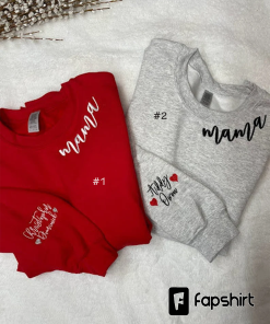 Mama Embroidered Crewneck Sweatshirt with your child/children…