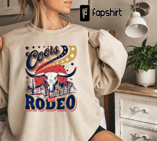 Coors rodeo retro inspired sweatshirt,Coors Banquet Sweatshirt,Country Girl Shirt, Western T shirt, Cow Print Sweater, Coors Rodeo T-shirt