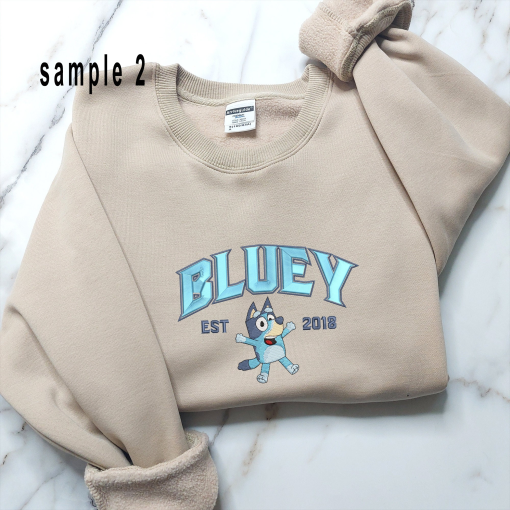 Bluey and Bingo Embroidered Sweater, Couple Embroidered Sweatshirts, Cartoon Crewneck, Vintage shirt, Embroidery Hoodie