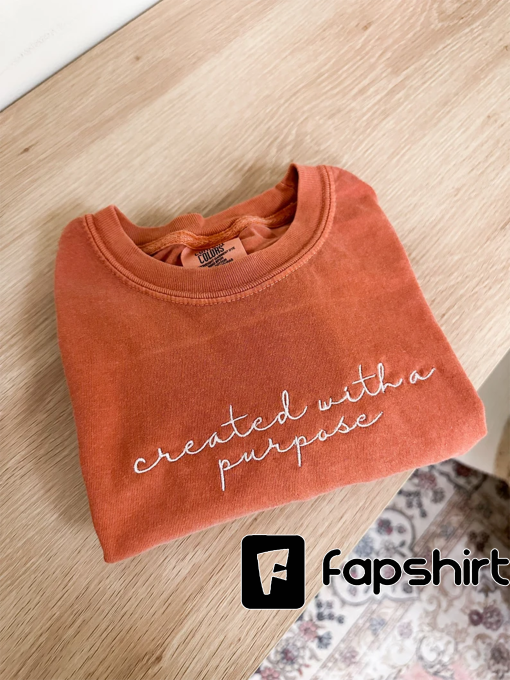 Embroidered created with a purpose Tee | embroidery tshirt | Christian apparel | Christian Tshirt | Embroidered Christian tee