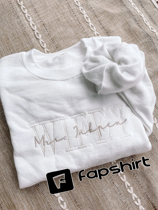 Original Personalized Embroidered Wife Sweatshirt WHITE | Custom last name Sweatshirt | Bridal Sweatshirt | Engagement Sweatshirt | Bride