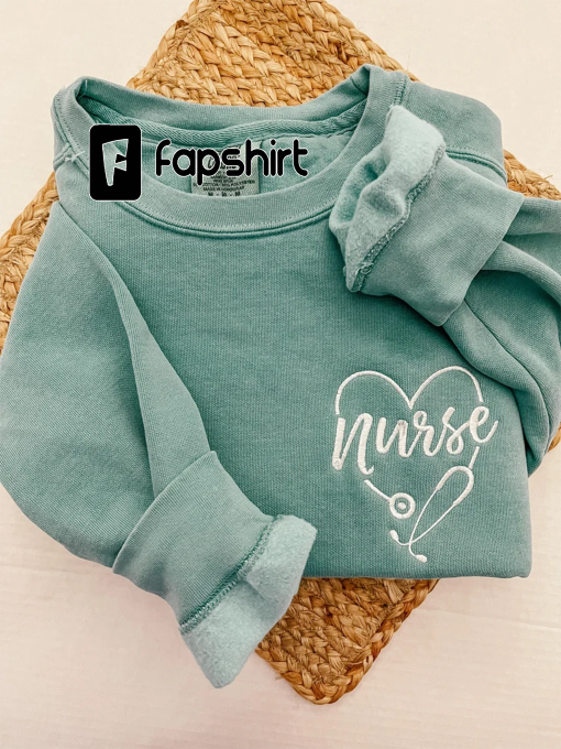 Nurse Comfort Colors Sweatshirt| Embroidered Nurse Crew Neck| Embroidered Sweatshirt| Nurse Shirt