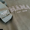 Custom Pocket and Sleeve Embroidered Sweatshirt, Embroidered Mom Crewneck, Grandmother Sweatshirt with Kids Names, Personalized Embroidered