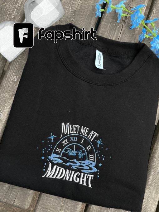 Meet Me at Midnight Taylor Swift Midnights Crewneck Embroidered Sweatshirt | Swiftie Christmas Gift, Midnights Mayhem With Me