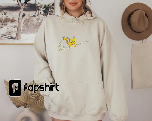 Pikac.hu Embroidered Shirt, Anime Embroidered Sweatshirt, Poke.mon Brand Embroidered Sweatshirt, Vintage Embroidered Sweatshirt, Anime Gift