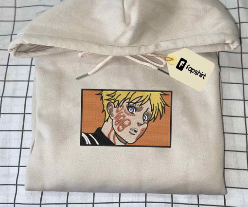 Attack On Tit.an Embroidered Sweatshirt, Armin Embroidered Shirt, Anime Embroidered Sweatshirt, Anime Gift, Vintage Embroidered Sweatshirt