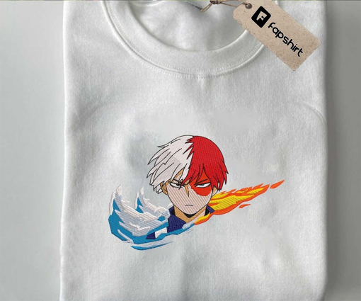 To.doroki Embroidered Sweatshirt, Hero.Academia Embroidered Sweatshirt, Anime Embroidered Hoodie, Brand Embroidered Crewneck