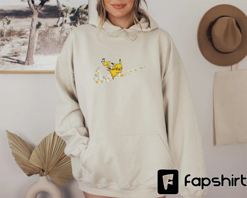 Pikac.hu Embroidered Shirt, Anime Embroidered Sweatshirt, Poke.mon Brand Embroidered Sweatshirt, Vintage Embroidered Sweatshirt, Anime Gift