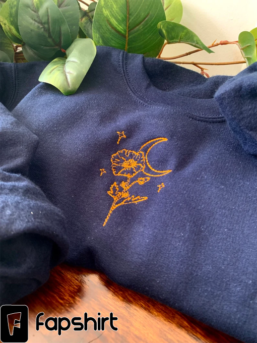 Birth Month Flower Moon Embroidered Crewneck