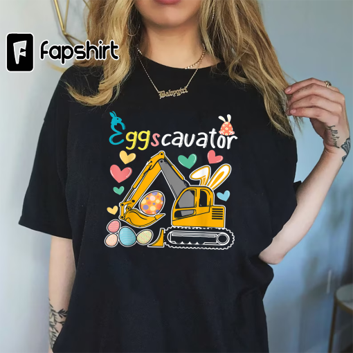 Construction Excavator Easter Day Egg Hunt for Boys Toddlers T-Shirt