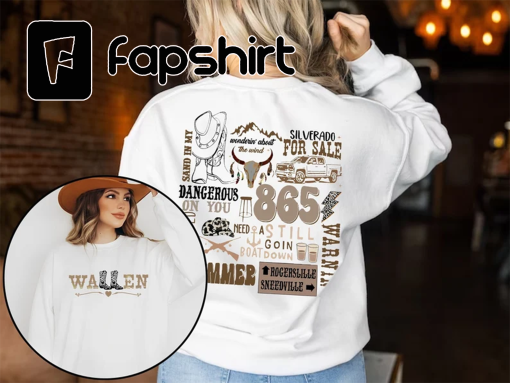 Wallen Western Two Side Sweatshirt, Cowboy Girl Shirt, Cowboy Wallen Shirt, Retro Wallen Western Sweatshirt