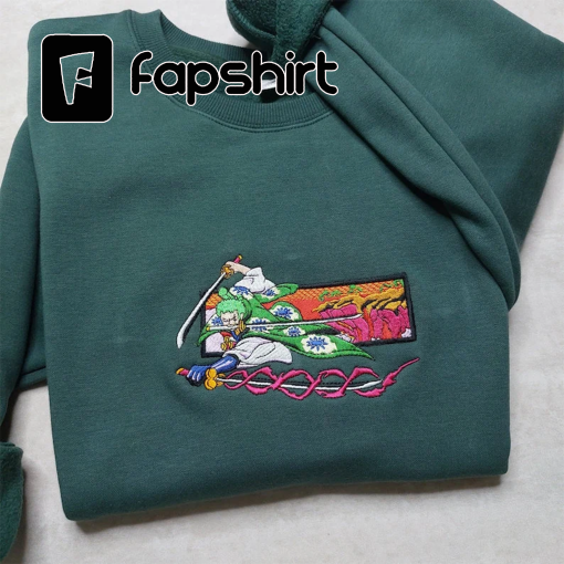 Anime Embroidered Sweatshirt Hoodie, One Piece Zoro Embroidered Shirt, Manga Merch