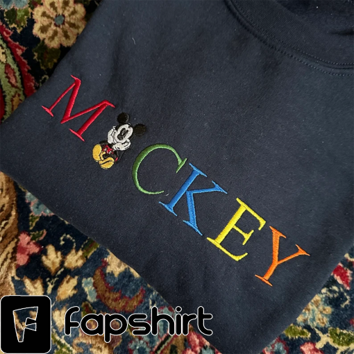 Youth Mickey Crewneck Sweatshirt – Disney Sweater – Mickey Sweater – Mickey Letters Crewneck