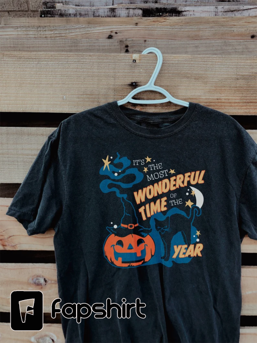 It’s the Most Wonderful Time of the Year-Vintage Halloween Comfort Colors Shirt-Vintage Black Cat Halloween Shirt-Artwork Copyright