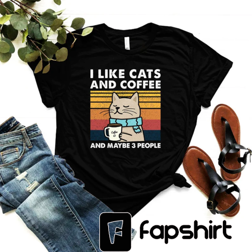 I Like Cats And Coffee Shirt, Coffee Lover Shirt, Funny Cat Shirt, Cat Mom Gift, Cat Lover Shirt, Retro Coffee Shirt, Vintage Cat Shirt