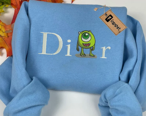 Monster.inc Embroidered Sweatshirt, Mi.ke Embroidered Sweatshirt, Brand Inspired Embroidered Sweatshirt, Custom Cartoon Embroidered Sweater