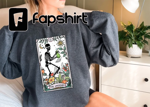 Gardener Skeleton Shirt – Plant Lover Tarot Card T-shirt – Garden Lover Gift – Plant Lady Shirt – Mom Gardening Shirt