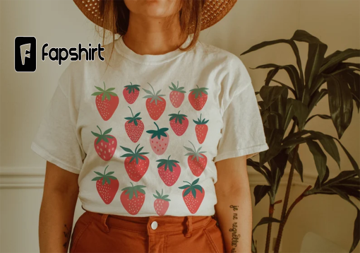 Strawberry Shirt Strawberry Clothes Strawberry Top Garden Shirt Aesthetic Clothing Cottagecore Clothes Botanical Shirt Strawberry Print