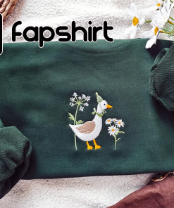 Cute Embroidered Duck Sweatshirt,Goose and Daisy Embroidered…