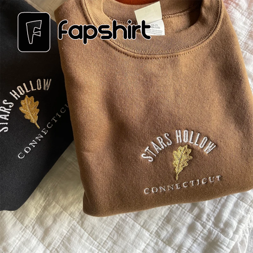 Stars Hollow Connecticut Embroidered Crewneck Sweatshirt, Embroidery Sweater, Gilmore Girls, Fall Autumn Shirt