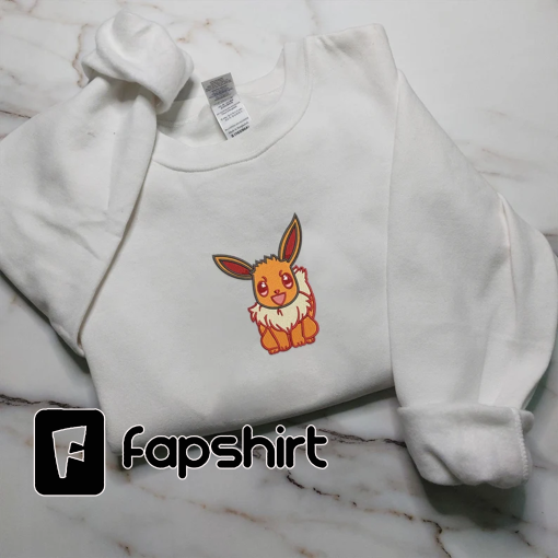 Eevee lron Embroidery, Embroidery Shirt, Anime Shirt, Embroidery Sweater, Embroidered Sweatshirt, Anime Sweater, Anime Sweatshirt