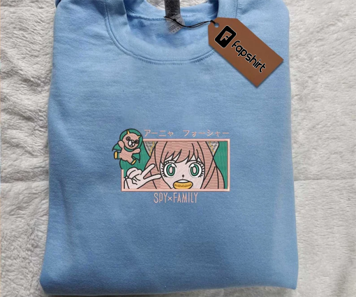 Anime Embroidered Sweatshirt, Any.a Embroidered Sweatshirt, Sp.y Family Anime Embroidered Sweatshirt, Best Anime Embroidered Crewneck