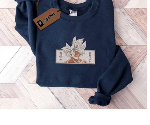 Anime Embroidered Sweatshirt, Go.ku Embroidered Sweatshirt, Dragon Ba.ll Anime Embroidered Sweatshirt, Best Anime Embroidered Crewneck