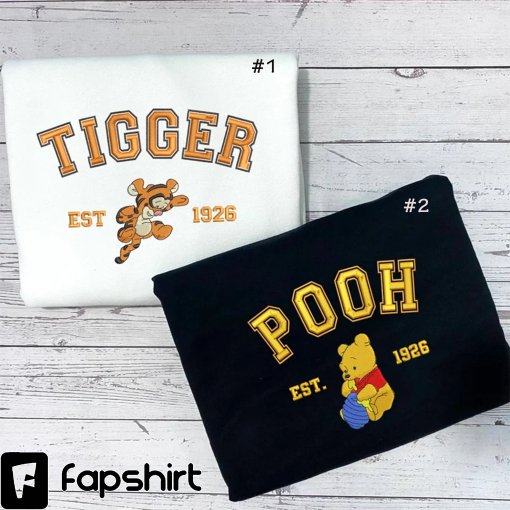 Winnie the Pooh Tigger Embroidered Crewneck, Cartoon Embroidered Sweatshirt, Vintage shirt, y2k embroidery Hoodie ECT0080910