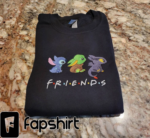 Friends Crewneck Embroidered Sweatshirt| Stitch| Baby Yoda| How to train your dragon| Custom Made