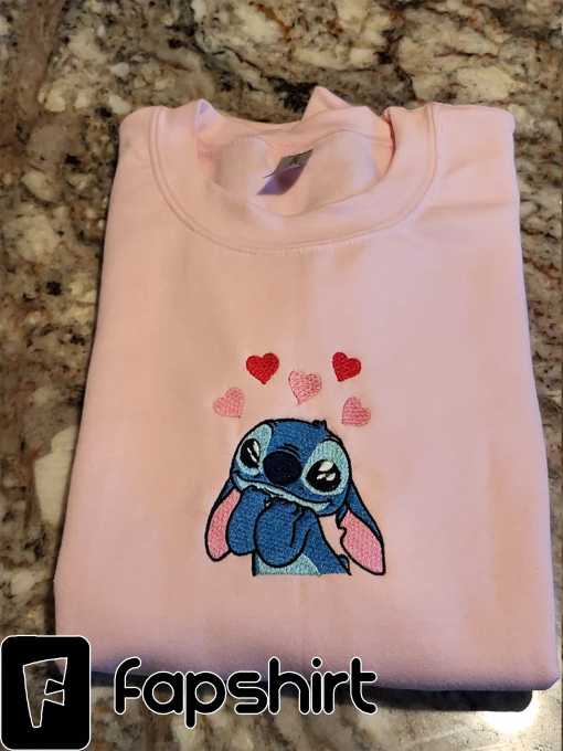 Stitch Crewneck Embroidered Sweatshirt| Valentine’s Day| Custom Made