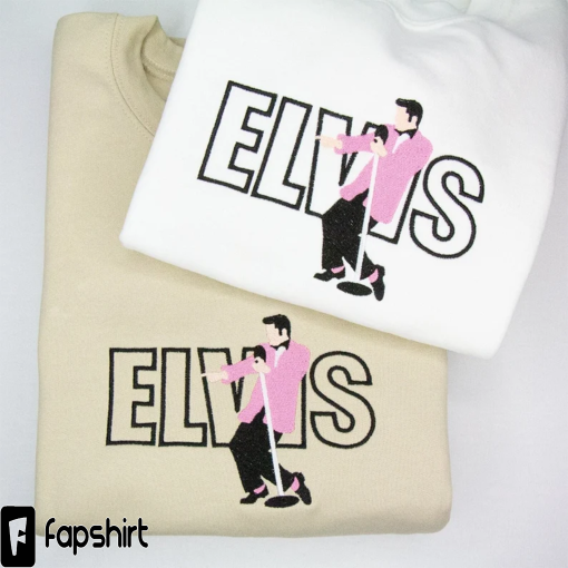 Elvis Presley in Pink Suit Embroidered Unisex Sweatshirt