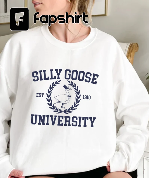 Silly Goose University Crewneck Sweatshirt, Unisex Silly Goose University Shirt, Funny Men’s Sweatshirt, Funny Gift for Guys, Funny Goose