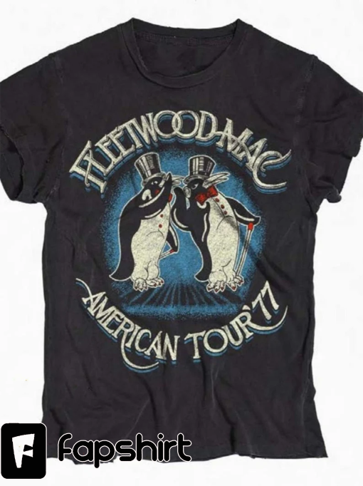 Fleetwood Mac T Shirt, Fleetwood Mac American Tour ’77 Crew Tee T Shirt, Long Sleeves, Sweatshirt, Hoodie