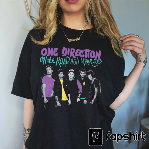 1D On the Road Again Tour 2015 Merch T-shirt, Vintage 1D Shirt, One Direction Metal Shirt, 1D Fans T-Shirt