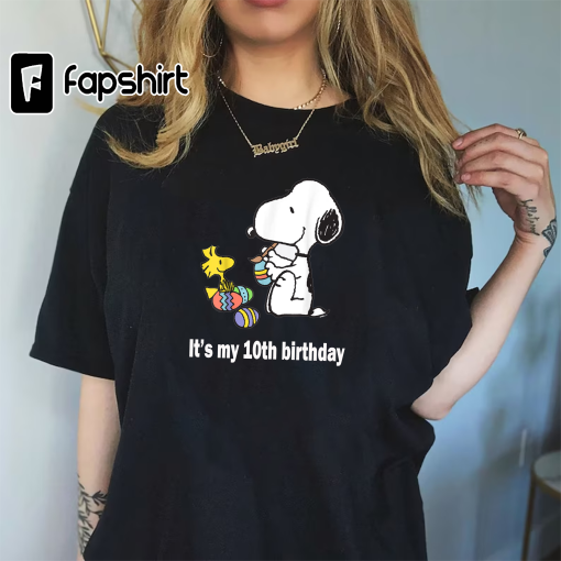 Peanuts Snoopy Easter egg T-Shirt. Personalized: It’s my 10th birthday