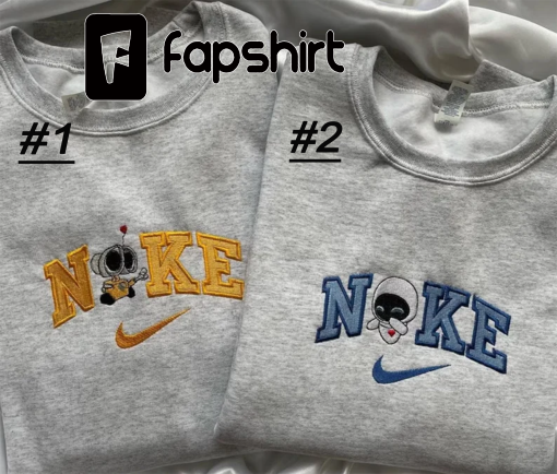 Wall-e and Eve Couples Hoodie, Embroidered Crewneck Sweatshirts, Disney Couple Matching Sweater, Wall-e Disney Matching Sweatshirt