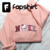 Kuromi x Melody Couple Embroidered Sweatshirt, Cartoon Sweatshirts, Trending Crewneck, Embroidery Hoodie