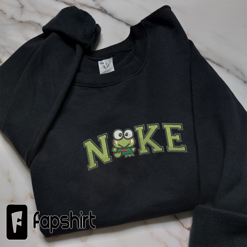 Keropy Embroidered Sweatshirt, Cartoon Sweatshirts, Trending Embroidered Crewneck, Embroidery Hoodie