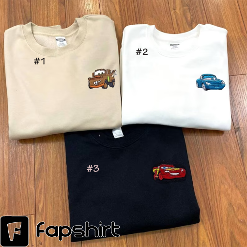 Cars Embroidered Sweatshirts, Cartoon Embroidered Sweater, Trending Crewneck, Vintage shirt, Embroidery Hoodie