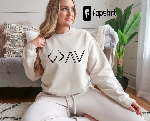 God is Greater Than the Highs and Lows Sweatshirt, Christian Hoodie, Bible Jesus Lover Gift