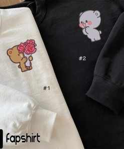 Embroidered Couple Cute Bears Embroidered Sweatshirt Anniversary…