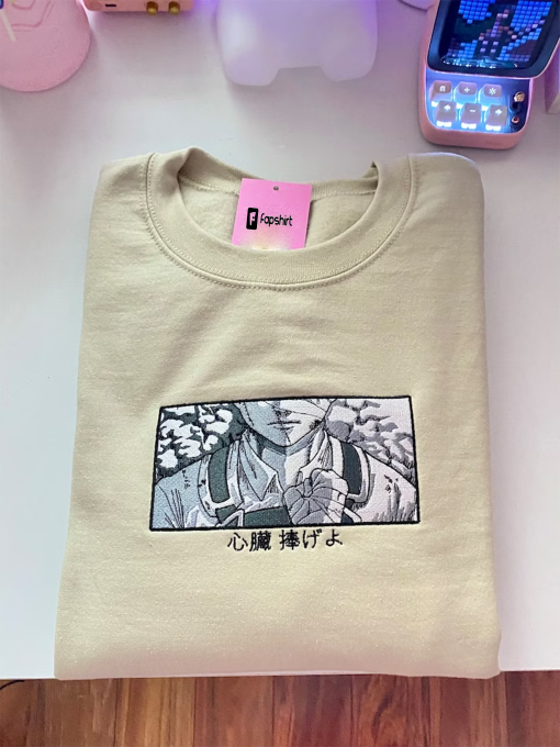 Shinzou Sasageyo – Give Your Hearts Manga Panel Embroidered sweatshirt/hoodie/t shirt Anime Weeb Streetwear custom aot